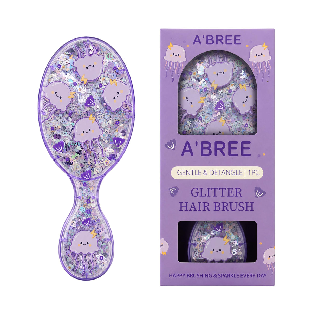 A'BREE Mini Glitter Detangling Hair Brush