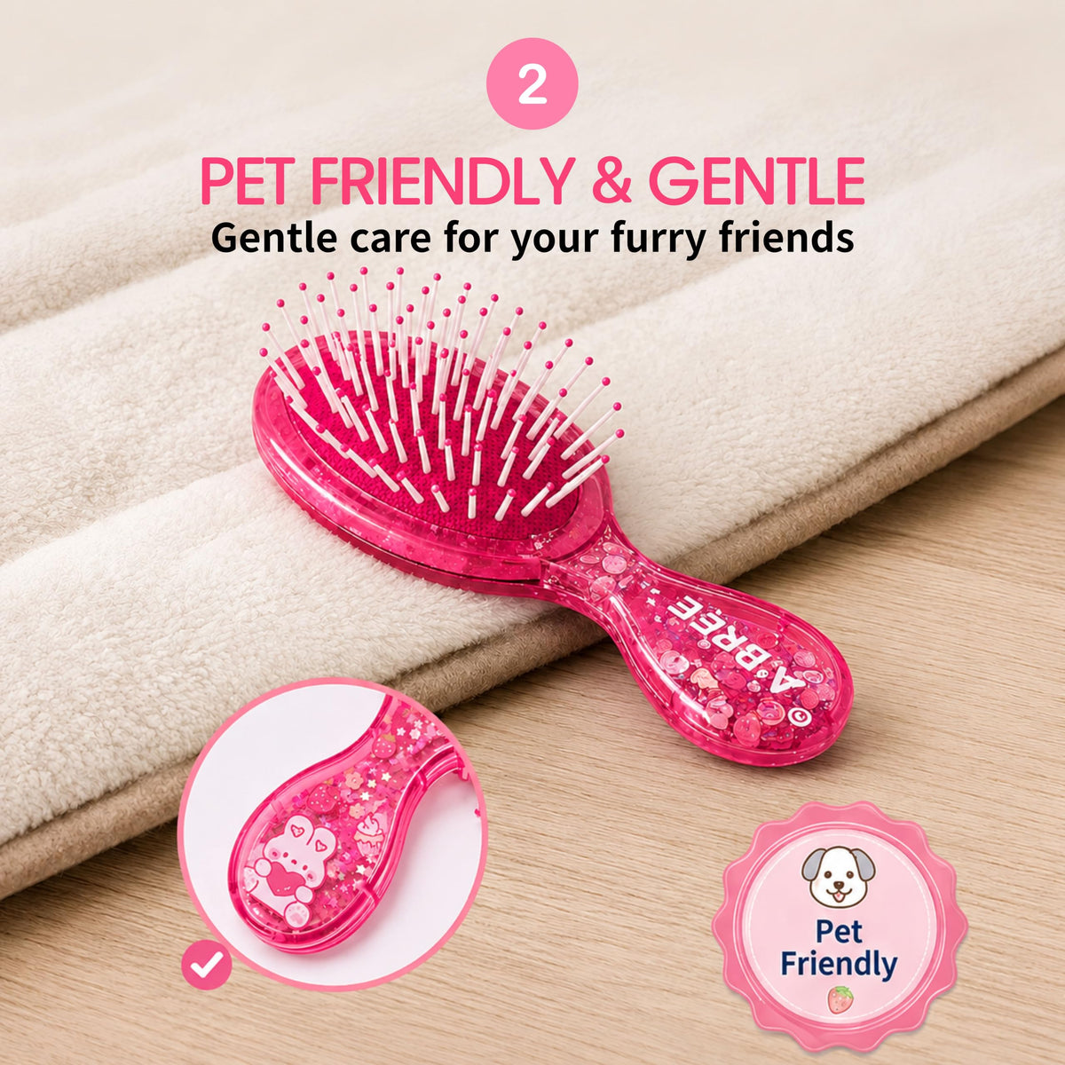 A'BREE Mini Glitter Detangling Hair Brush