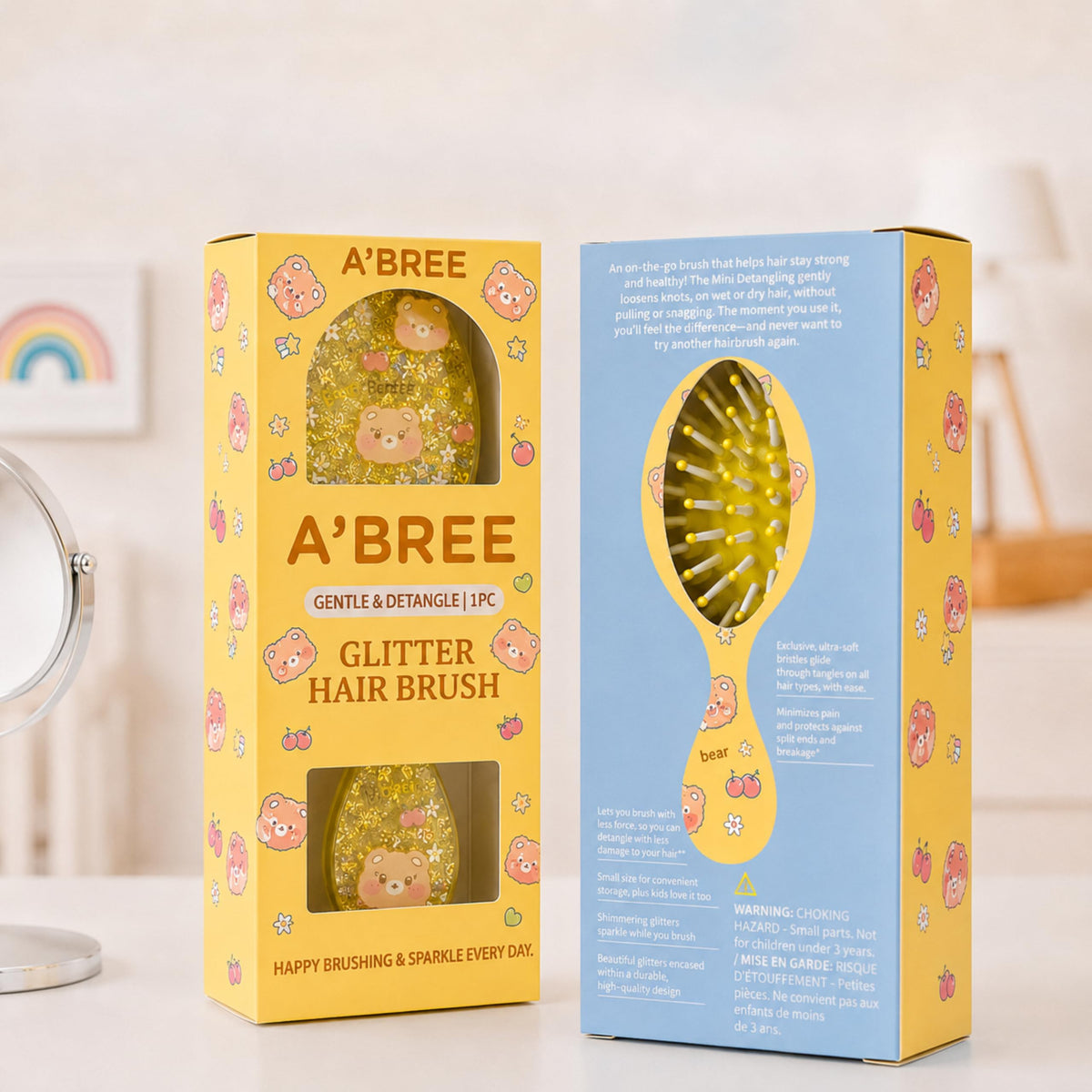 A'BREE Mini Glitter Detangling Hair Brush