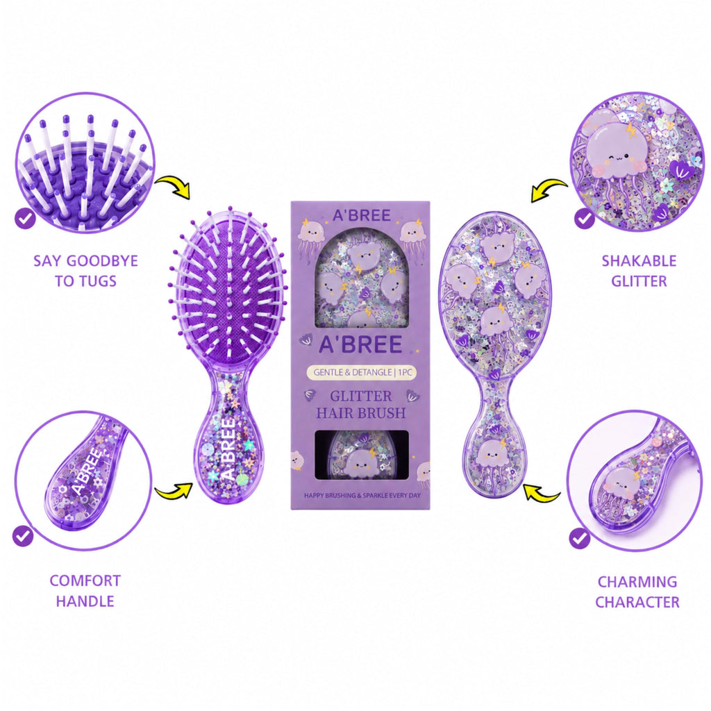A'BREE Mini Glitter Detangling Hair Brush