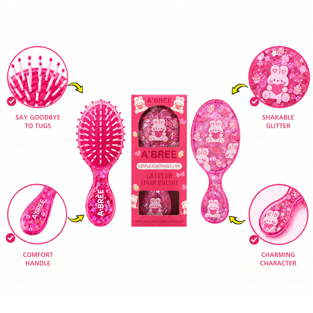 A'BREE Mini Glitter Detangling Hair Brush