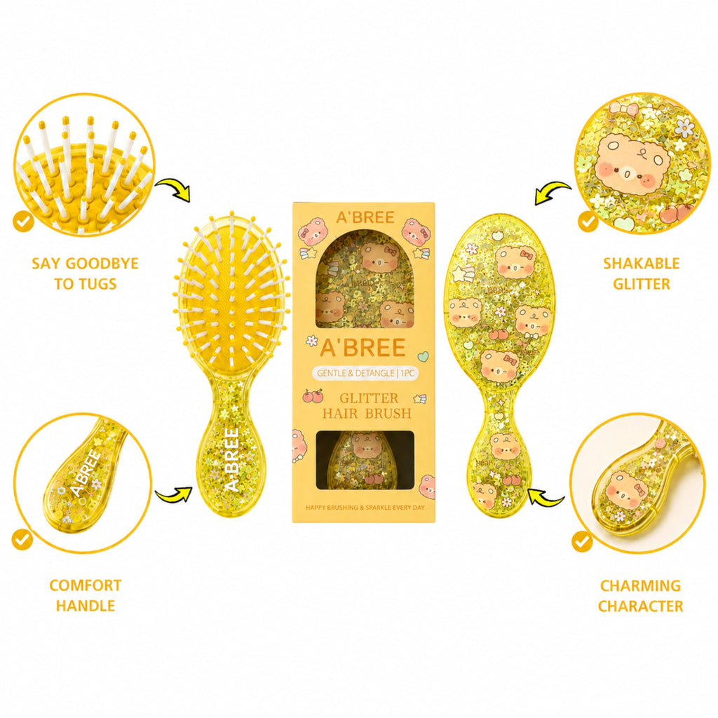 A'BREE Mini Glitter Detangling Hair Brush