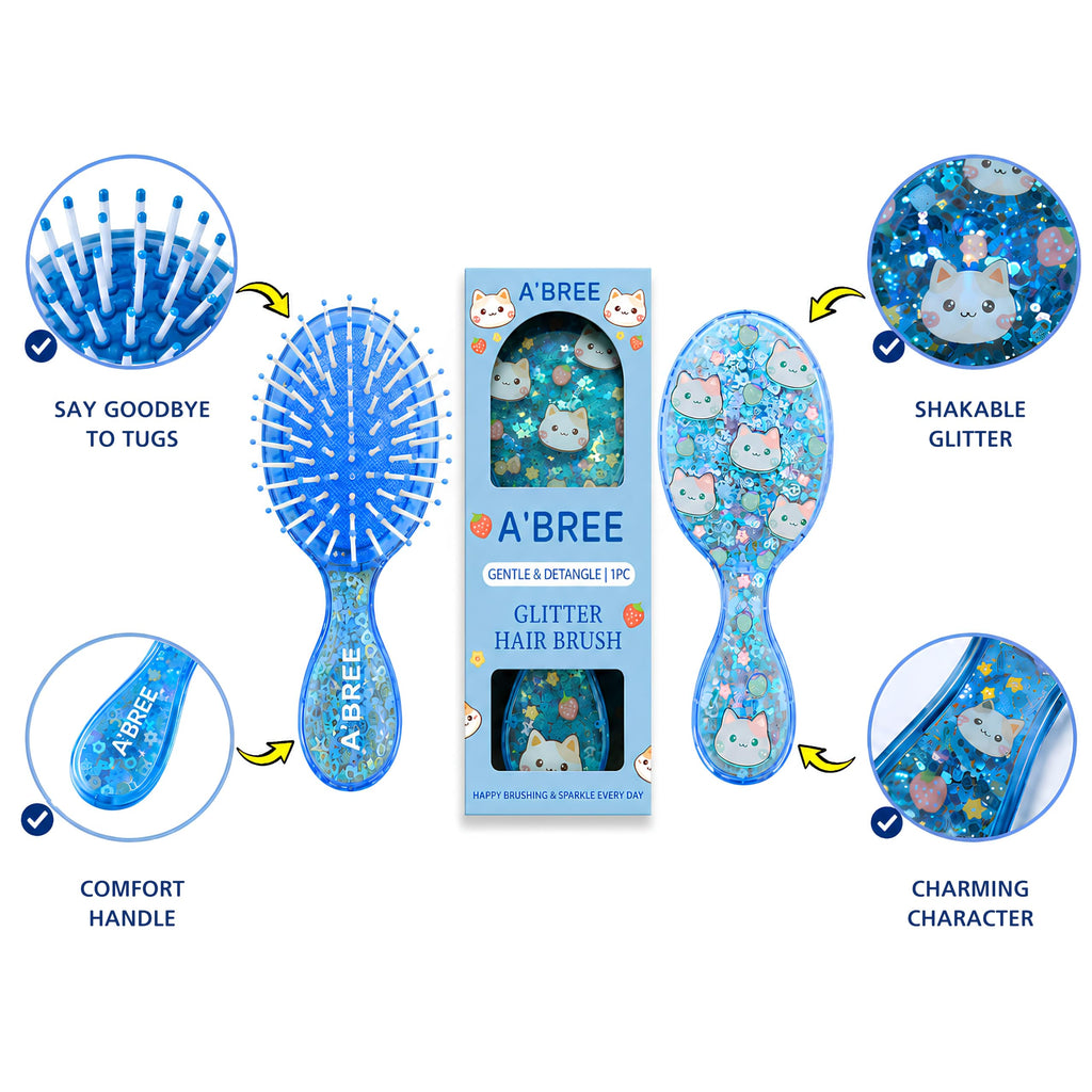 A'BREE Mini Glitter Detangling Hair Brush