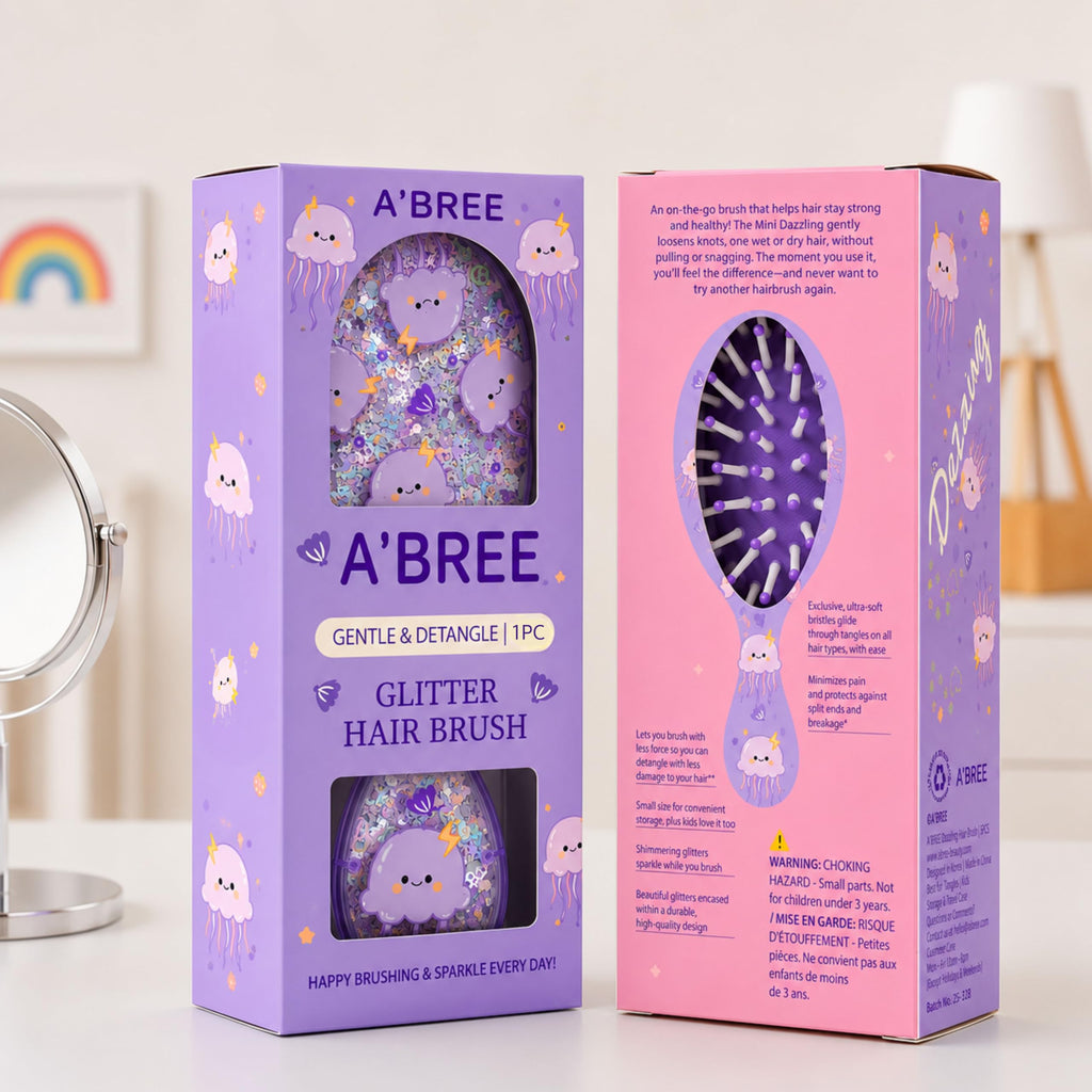 A'BREE Mini Glitter Detangling Hair Brush